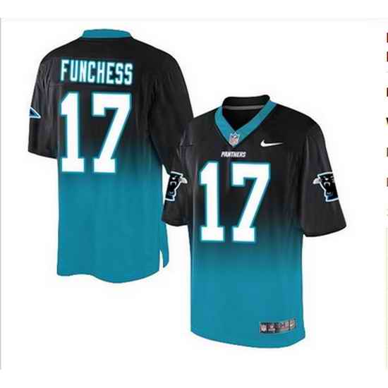 Nike Carolina Panthers #17 Devin Funchess BlackBlue Mens Stitched NFL Elite Fadeaway Fashion Jersey
